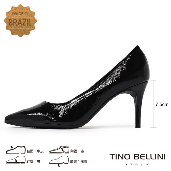 TINO BELLINI 貝里尼 巴西進口 歐美氣質經典尖頭細跟鞋FWEV020-1(黑色)