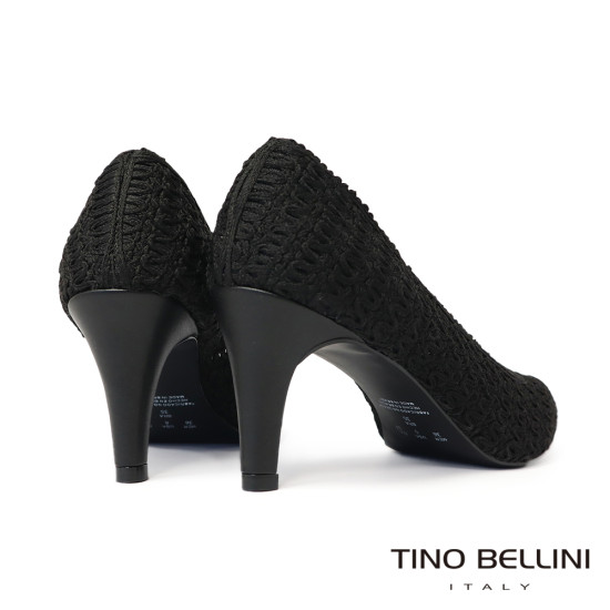 TINO BELLINI 貝里尼 巴西進口 蕾絲造型尖頭高跟鞋FWEV021-1(黑色)