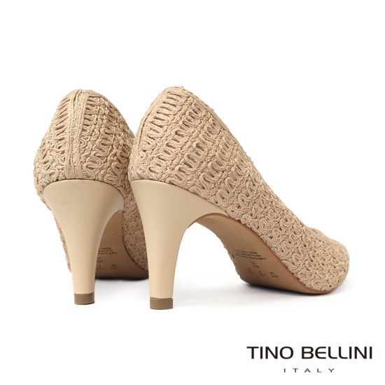 TINO BELLINI 貝里尼 巴西進口 蕾絲造型尖頭高跟鞋FWEV021-3(米色)