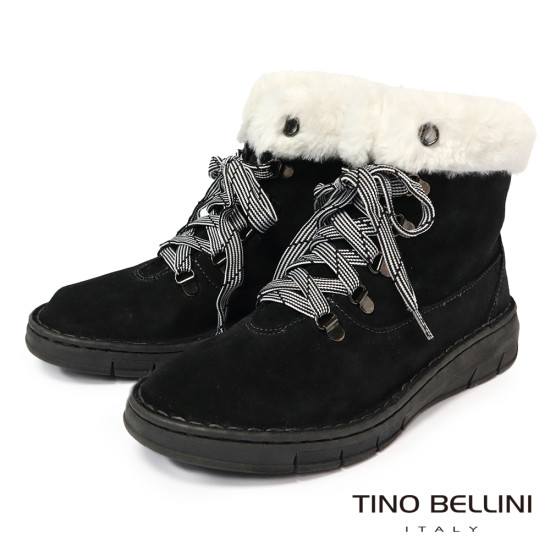 【TINO BELLINI 貝里尼】北歐風帥氣刷毛平底雪靴FWJV001-1(黑色)