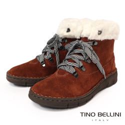 【TINO BELLINI 貝里尼】北歐風帥氣刷毛平底雪靴FWJV001-9(駱色)