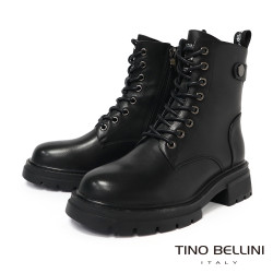 TINO BELLINI 貝里尼 巴西進口 經典 綁帶 7孔 短靴 FWNT051-1(黑色)