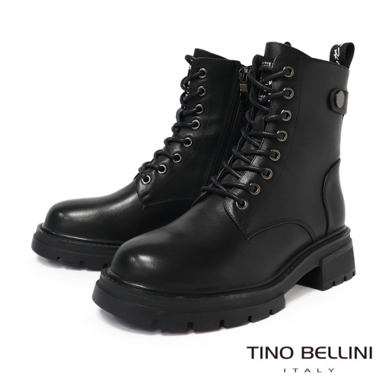 TINO BELLINI 貝里尼 巴西進口 經典 綁帶 7孔 短靴 FWNT051-1(黑色)