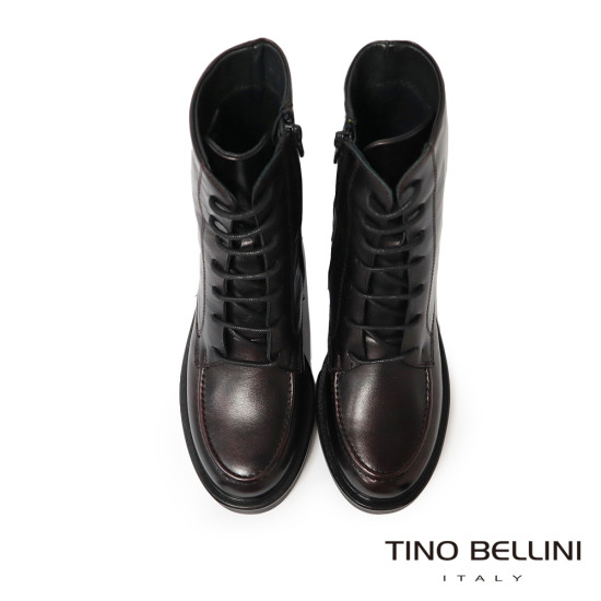TINO BELLINI 貝里尼 阿爾巴尼亞進口 經典百真皮厚底綁帶馬丁靴FWMT017-A(酒紅色)