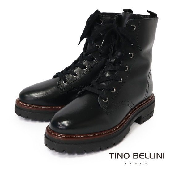 TINO BELLINI 貝里尼 巴西進口 經典 綁帶 7孔 短靴 FWNT051-1(黑色)