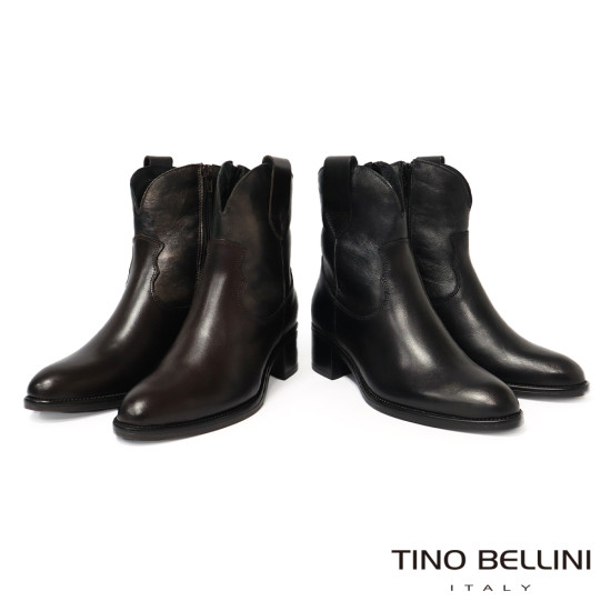 TINO BELLINI 阿爾巴尼亞進口 帥氣牛仔風 短筒 粗跟 FWOV028-6(咖色)