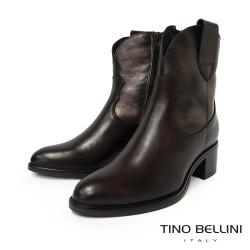TINO BELLINI 阿爾巴尼亞進口 帥氣牛仔風 短筒 粗跟 FWOV028-6(咖色)
