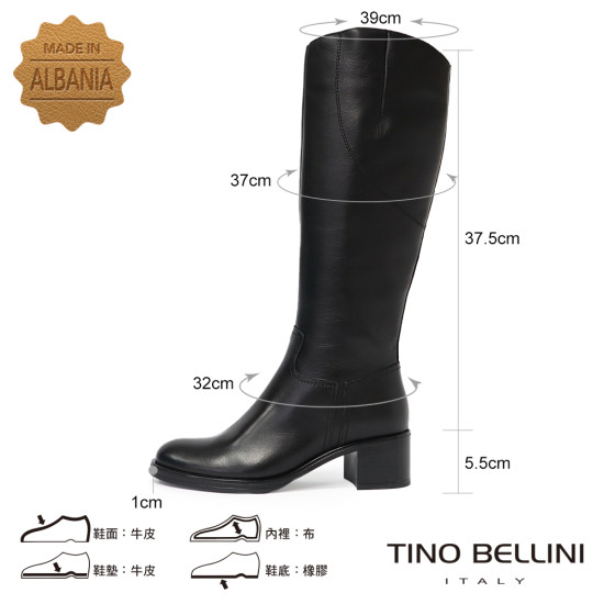 TINO BELLINI 貝里尼 阿爾巴尼亞進口 都會騎士真皮長靴FWXT007-1(黑色)