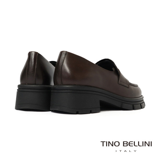 TINO BELLINI 貝里尼 阿爾巴尼亞進口 經典黑 厚底皮革樂福鞋FYLT058-6(咖色)