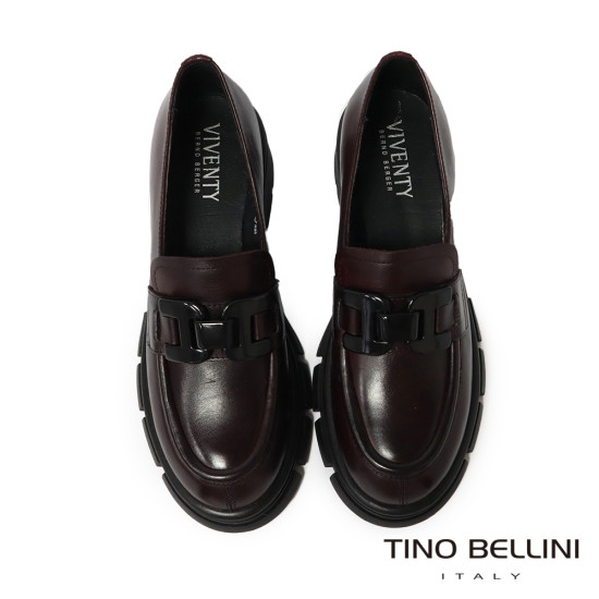 TINO BELLINI 貝里尼 阿爾巴尼亞進口 馬銜扣造型真皮厚底樂福鞋FYLV047-A(酒紅色)