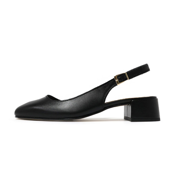 TINO BELLINI 義大利進口真皮法式後繫帶後空低跟鞋FS1T010-1(黑色)