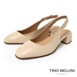 TINO BELLINI 義大利進口真皮法式後繫帶後空低跟鞋FS1T010-S(粉膚色)