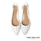 TINO BELLINI 貝里尼 巴西進口個性鉚釘尖頭後扣帶中高跟鞋FS1T011-0(白色)