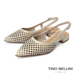 TINO BELLINI 貝里尼 巴西進口氣質鏤空雕刻透氣低跟鞋FS1T015-0(白色)