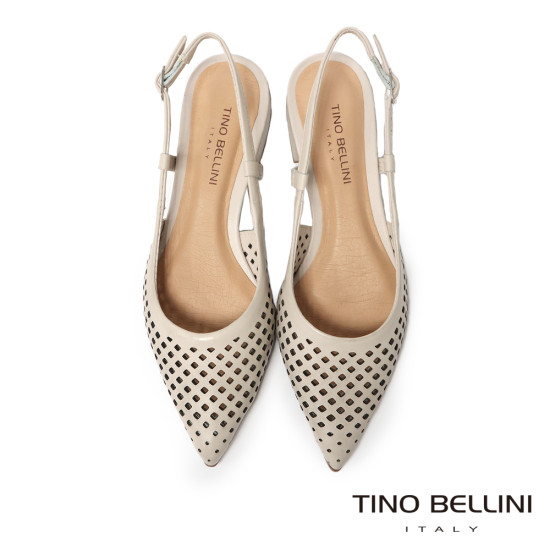 TINO BELLINI 貝里尼 巴西進口氣質鏤空雕刻透氣低跟鞋FS1T015-0(白色)