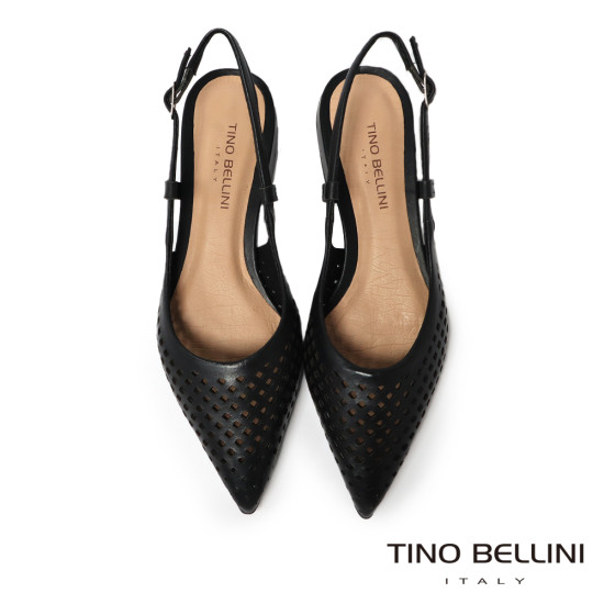 TINO BELLINI 貝里尼 巴西進口氣質鏤空雕刻透氣低跟鞋FS1T015-1(黑色)