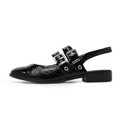 TINO BELLINI 貝里尼 巴西進口甜美個性鉚釘漆皮低跟娃娃鞋FS1T016-1(黑色)