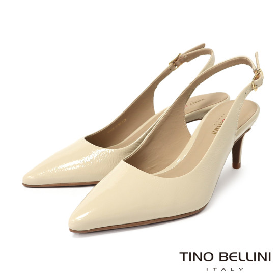 TINO BELLINI 貝里尼 巴西進口 優雅亮面漆皮後空尖頭細高跟鞋 FS2T013-R(米色)