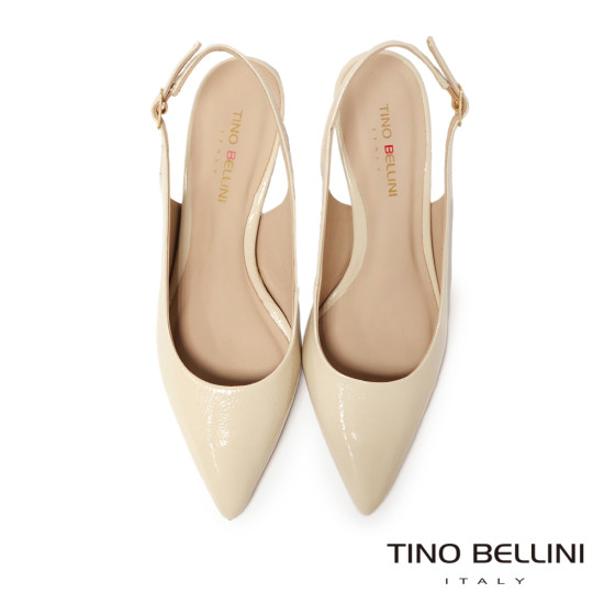 TINO BELLINI 貝里尼 巴西進口 優雅亮面漆皮後空尖頭細高跟鞋 FS2T013-R(米色)