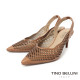 TINO BELLINI 貝里尼 巴西進口 鏤空雕花編織設計尖頭露跟鞋 FS2V003-9(駝色)