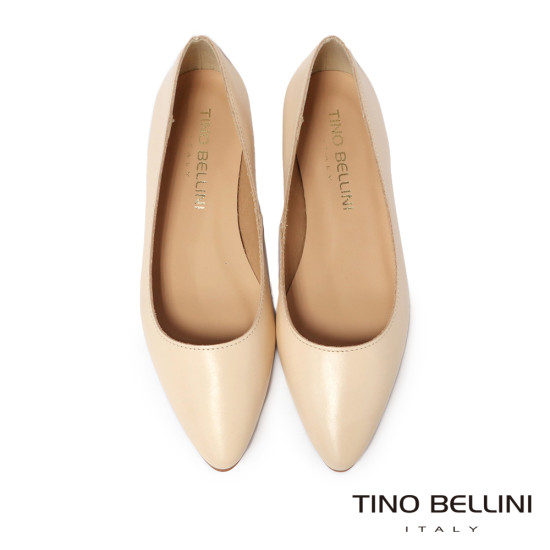 TINO BELLINI 貝里尼 義大利進口素面尖頭平底鞋FSBT012A-03(米色)