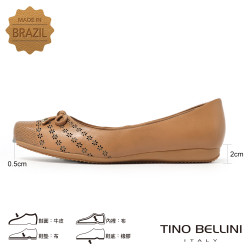 TINO BELLINI 貝里尼 巴西進口刻花優雅小花平底鞋FSBV025-9(駝色)