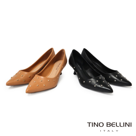 TINO BELLINI 貝里尼 巴西進口個性鉚釘跟鞋FSCT017-1(黑色)