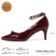 TINO BELLINI 貝里尼 巴西進口 叛逆甜心亮面金屬孔眼扣帶跟鞋 FSDT015-A(酒紅色)
