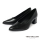 TINO BELLINI 貝里尼 義大利進口真皮尖頭粗跟包鞋FSDV011-1(黑色)