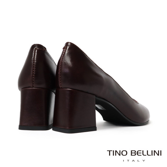 TINO BELLINI 貝里尼 義大利進口真皮尖頭粗跟包鞋FSDV011-A(酒紅)