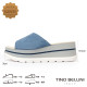 TINO BELLINI 貝里尼 進口真皮簡約一字寬帶厚底涼拖鞋FSVT010-4(藍色)