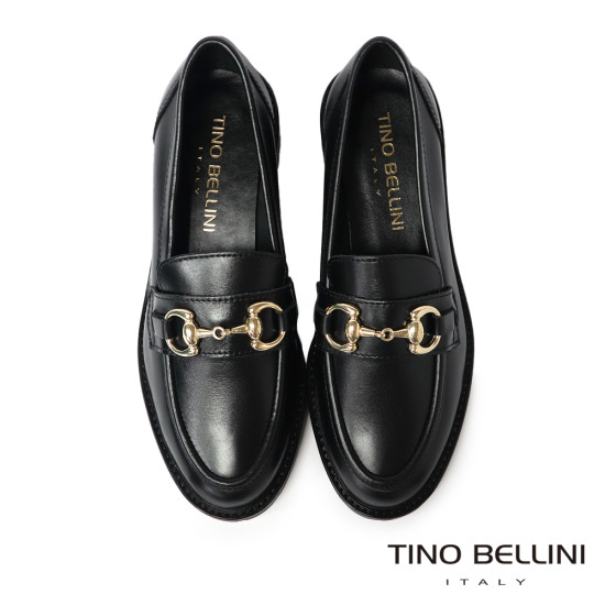 TINO BELLINI 義大利進口 牛皮馬銜釦樂福鞋FYLT028C-1(黑色)