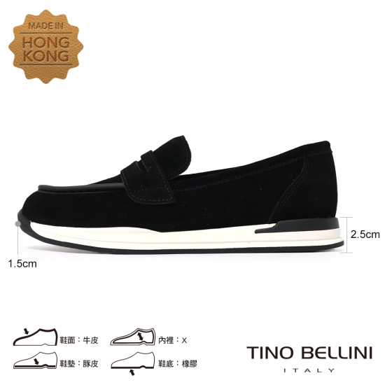 TINO BELLINI 貝里尼 進口 麂皮 質感 女鞋 平底 休閒鞋 FZCT017-1(黑色)