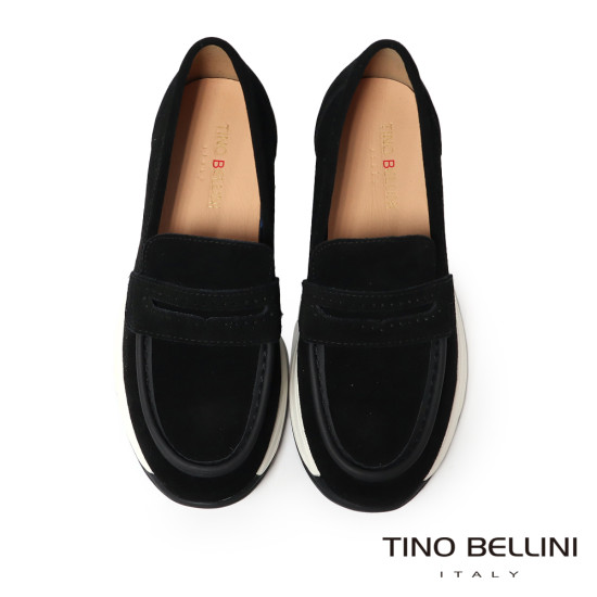 TINO BELLINI 貝里尼 進口 麂皮 質感 女鞋 平底 休閒鞋 FZCT017-1(黑色)