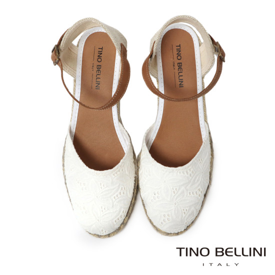 【TINO BELLINI 貝里尼】西班牙進口 歐美復古 繫踝麻編楔型 涼鞋 FS4T001A-0(黑)