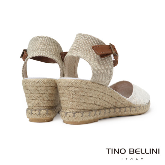 【TINO BELLINI 貝里尼】西班牙進口 歐美復古 繫踝麻編楔型 涼鞋 FS4T001A-0(黑)