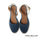【TINO BELLINI 貝里尼】西班牙進口 蔚藍海岸 繫踝麻編楔型 涼鞋 FS5V001A-4(藍)