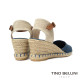 【TINO BELLINI 貝里尼】西班牙進口 蔚藍海岸 繫踝麻編楔型 涼鞋 FS5V001A-4(藍)