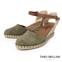 【TINO BELLINI 貝里尼】西班牙進口 微醺森林 繫踝麻編楔型 涼鞋 FS5V001A-5(綠)