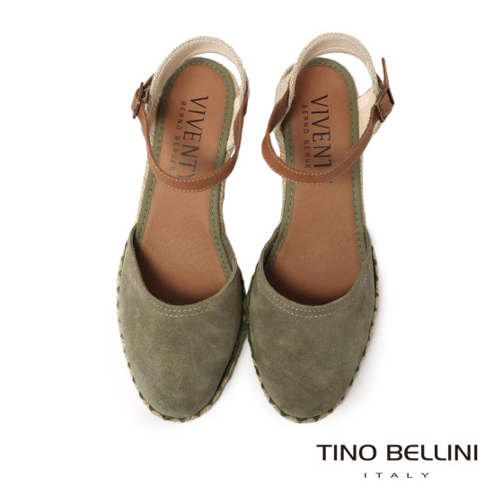 【TINO BELLINI 貝里尼】西班牙進口 微醺森林 繫踝麻編楔型 涼鞋 FS5V001A-5(綠)