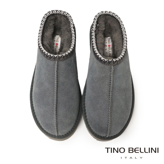 【TINO BELLINI 貝里尼】經典造型 百搭 素面 厚底 羊毛 雪靴 拖鞋FWLT004-E(灰色)