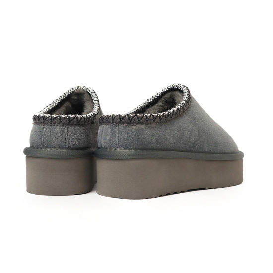 【TINO BELLINI 貝里尼】經典造型 百搭 素面 厚底 羊毛 雪靴 拖鞋FWLT004-E(灰色)