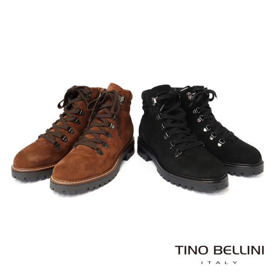 【TINO BELLINI 貝里尼】麂皮 個性 帥氣 綁帶造型 短筒靴FWMT013-9(駝色)