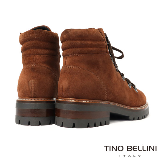 【TINO BELLINI 貝里尼】麂皮 個性 帥氣 綁帶造型 短筒靴FWMT013-9(駝色)