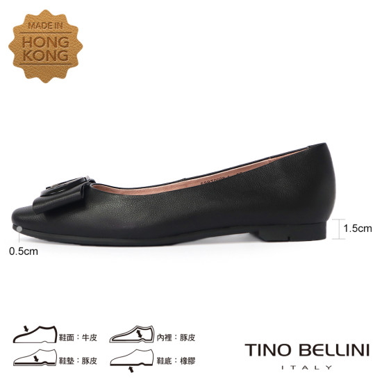 TINO BELLINI 貝里尼 香港進口 圓環飾蝴蝶結平底鞋FSBT0008-1