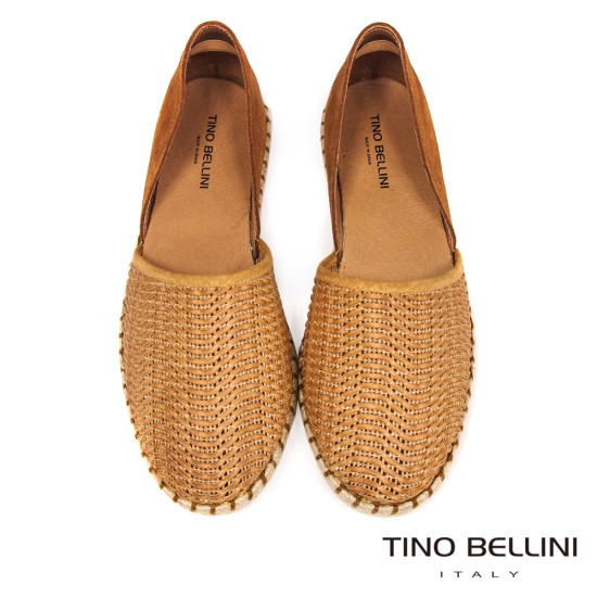 TINO BELLINI 貝里尼 西班牙進口 波浪編織休閒草編鞋 麻底鞋 FSWT001E-9(駝色)